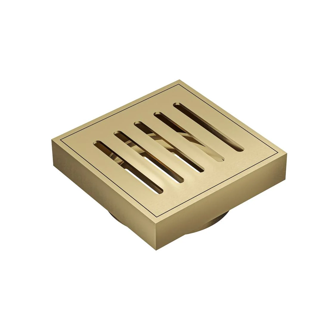 Linsol Ezyflow 110mm Vertical Pressed Square Waste DN89 - Brushed Brass