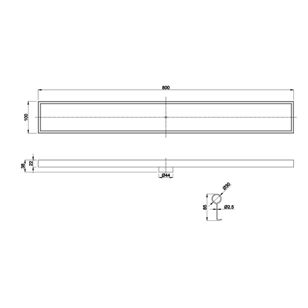 Linsol Ezyflow 800mm Tile Insert Linear Waste DN44 - Brushed Brass - Image 2