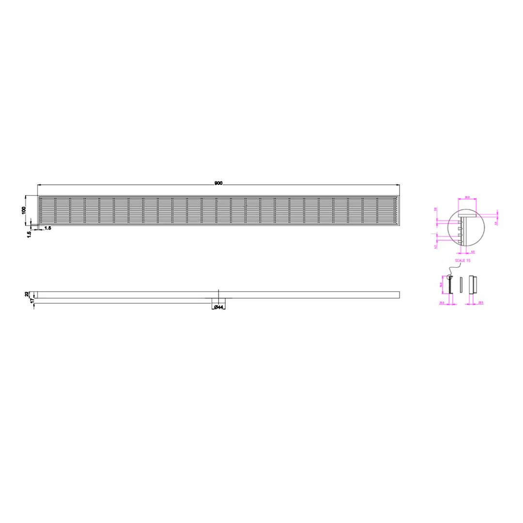 Linsol Ezyflow 900mm Heelguard Linear Waste DN44 - Matte Black - Image 2