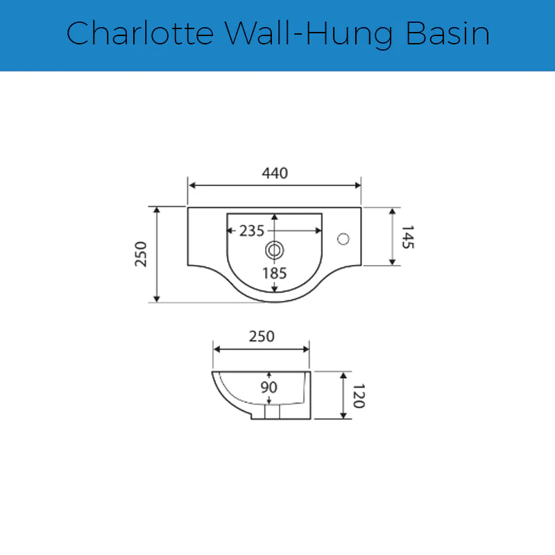Fienza Charlotte Wall-Hung Basin - Image 3