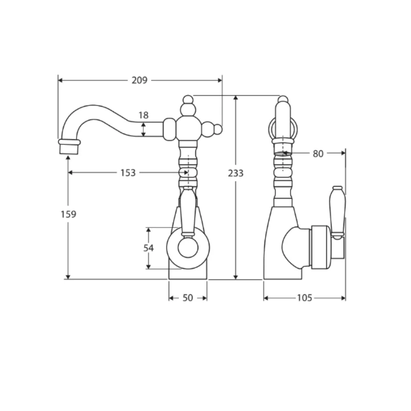 Fienza Eleanor Shepherds Crook Basin Mixer -Urban Brass / Urban Brass - Image 2