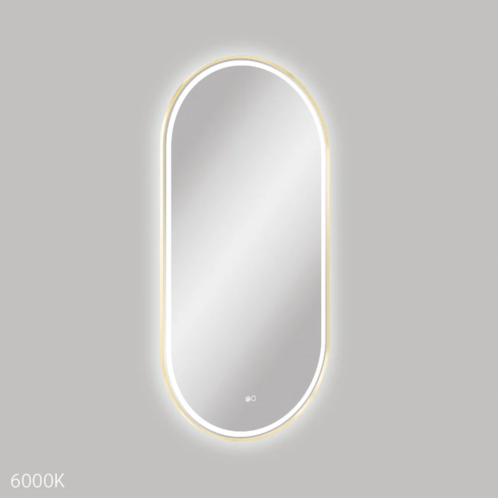 Fienza Empire LED Urban Brass Framed Mirror, 600 x 1200mm