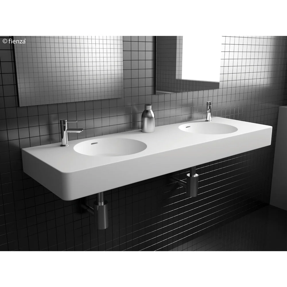 Fienza Encanto 1400 Solid Surface Wall-Hung Basin - Double Bowl