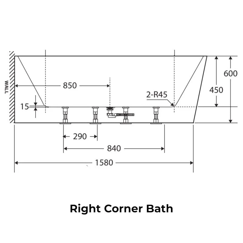 Fienza Isabella Corner Bath 1700mm - Image 10