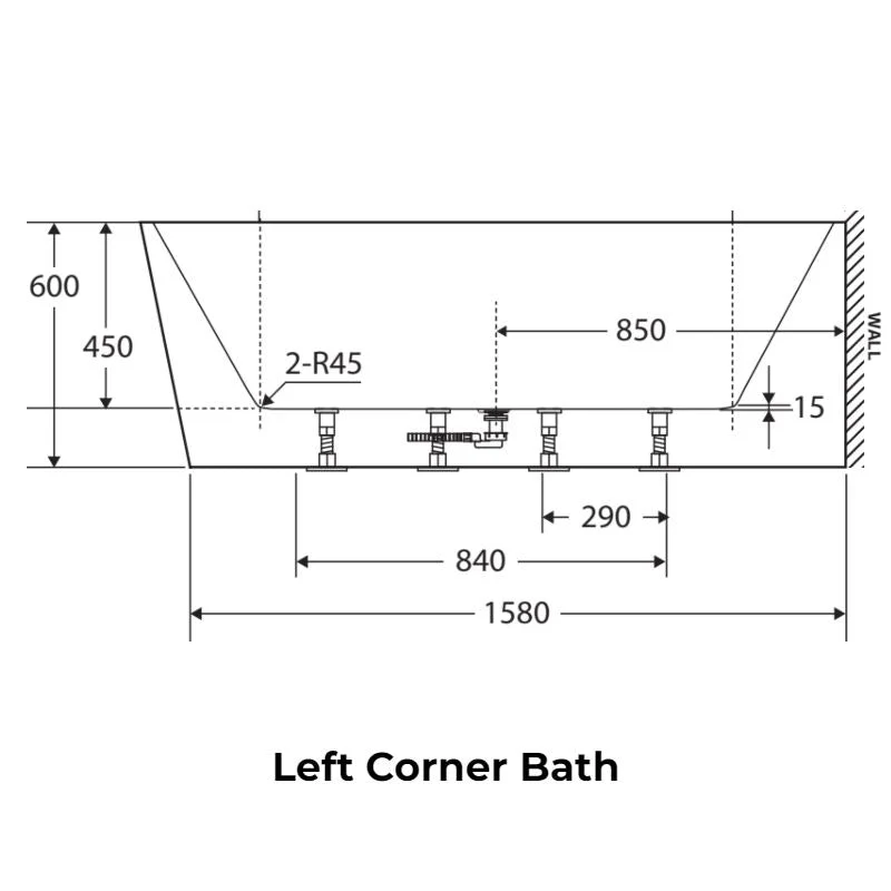Fienza Isabella Corner Bath 1700mm - Image 8