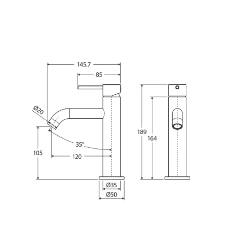 Fienza Kaya Basin Mixer - Urban Brass - Image 4
