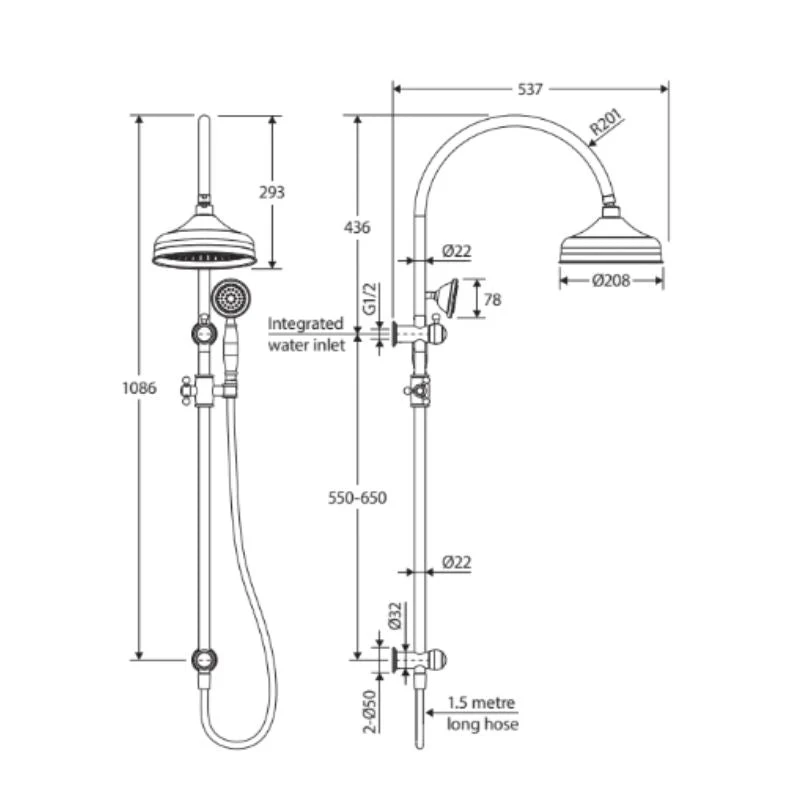 Fienza Lillian Multifunction Rail Shower - Black Matte - Image 3