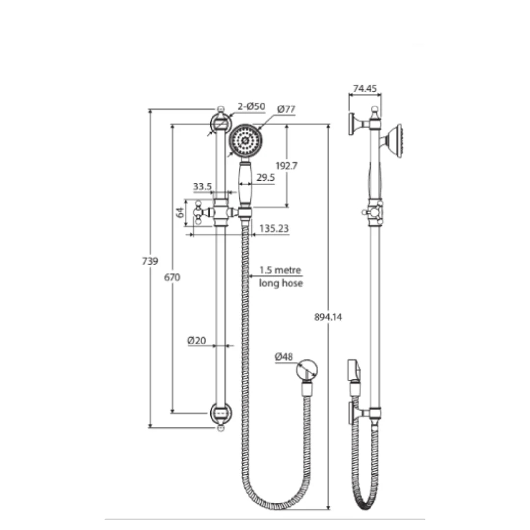 Fienza Lillian Rail Shower - Chrome - Image 3