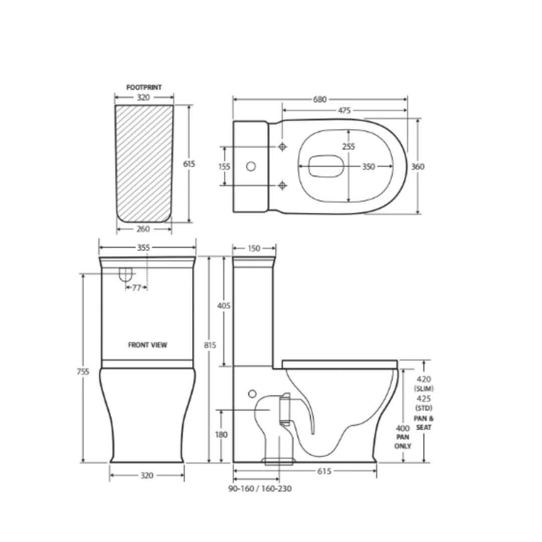 Fienza Lillian Tornado Flush Back-to-Wall Toilet Suite - White Gloss - Image 5