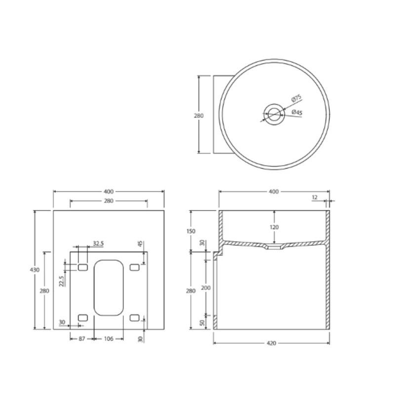 Fienza Livo Solid Surface Wall-Hung Basin - Image 3