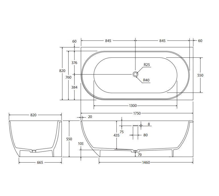 Fienza Matta Left-Hand Solid Surface Corner Bath 1700mm - Image 2