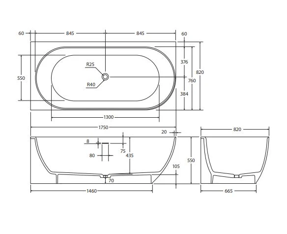 Fienza Matta Right-Hand Solid Surface Corner Bath 1700mm - Image 2