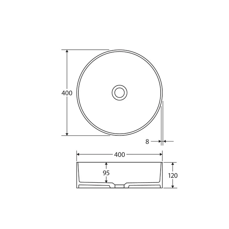 Fienza Minka Round Solid Surface Above Counter Basin - White Matte - Image 4