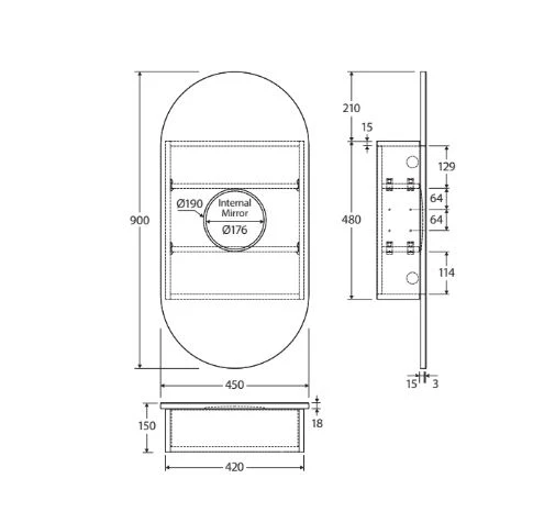 Fienza Pill Mirror Cabinet, 450 x 900mm - Image 6