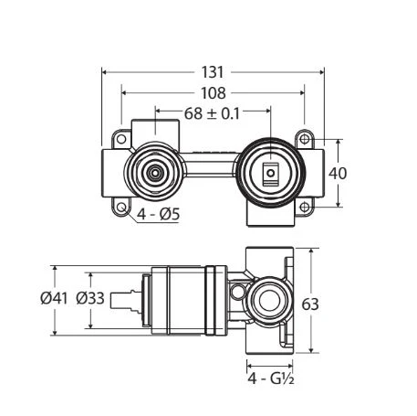 Fienza Quik-Switch Universal Wall Diverter Mixer Body, Horizontal - Image 2