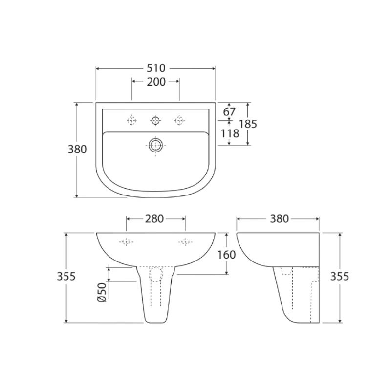 Fienza Rak X500 Wall-Hung Basin With Integral Shroud - Image 3