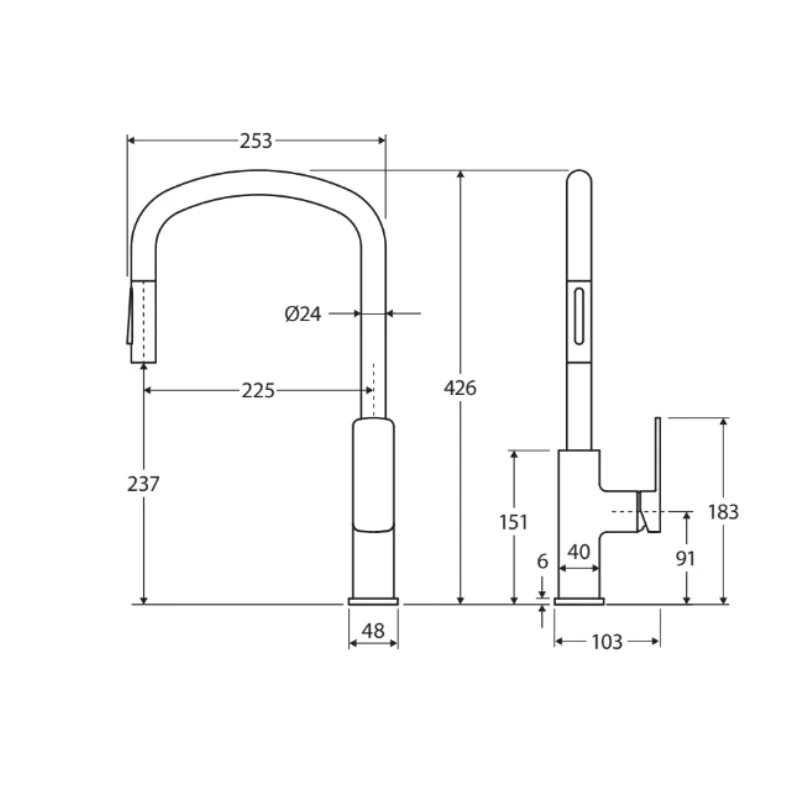 Fienza Tono Pull Out Sink Mixer - Gun Metal - Image 3