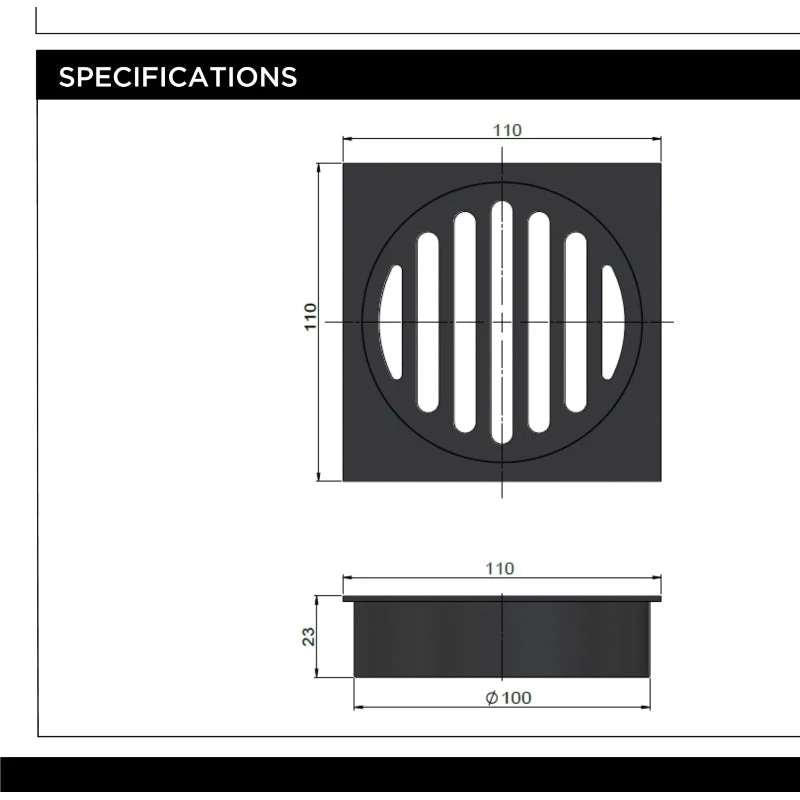 Meir Square Floor Grate Shower Drain 100mm outlet - PVD Tiger Bronze - Image 5