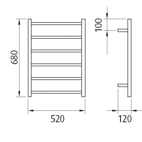 Forme 6 Bar Round Heated Towel Rail 520mm - Image 2