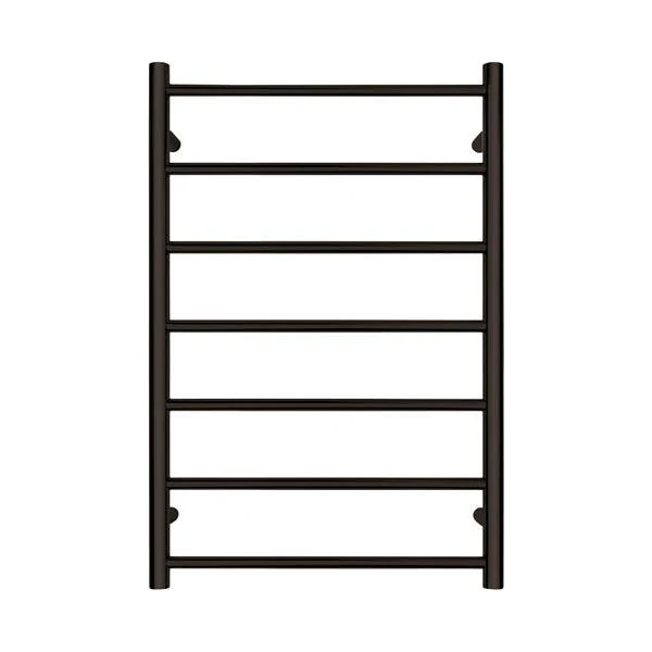 Forme 7 Bar Black Satin Round Heated Towel Rail 620mm