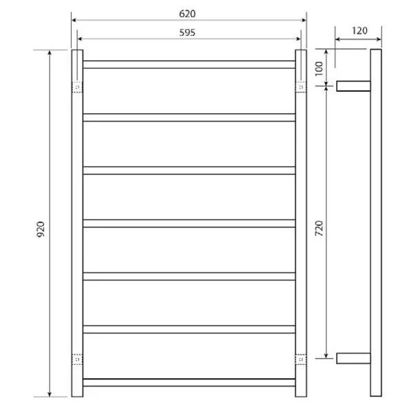 Forme 7 Bar Black Satin Round Heated Towel Rail 620mm - Image 2