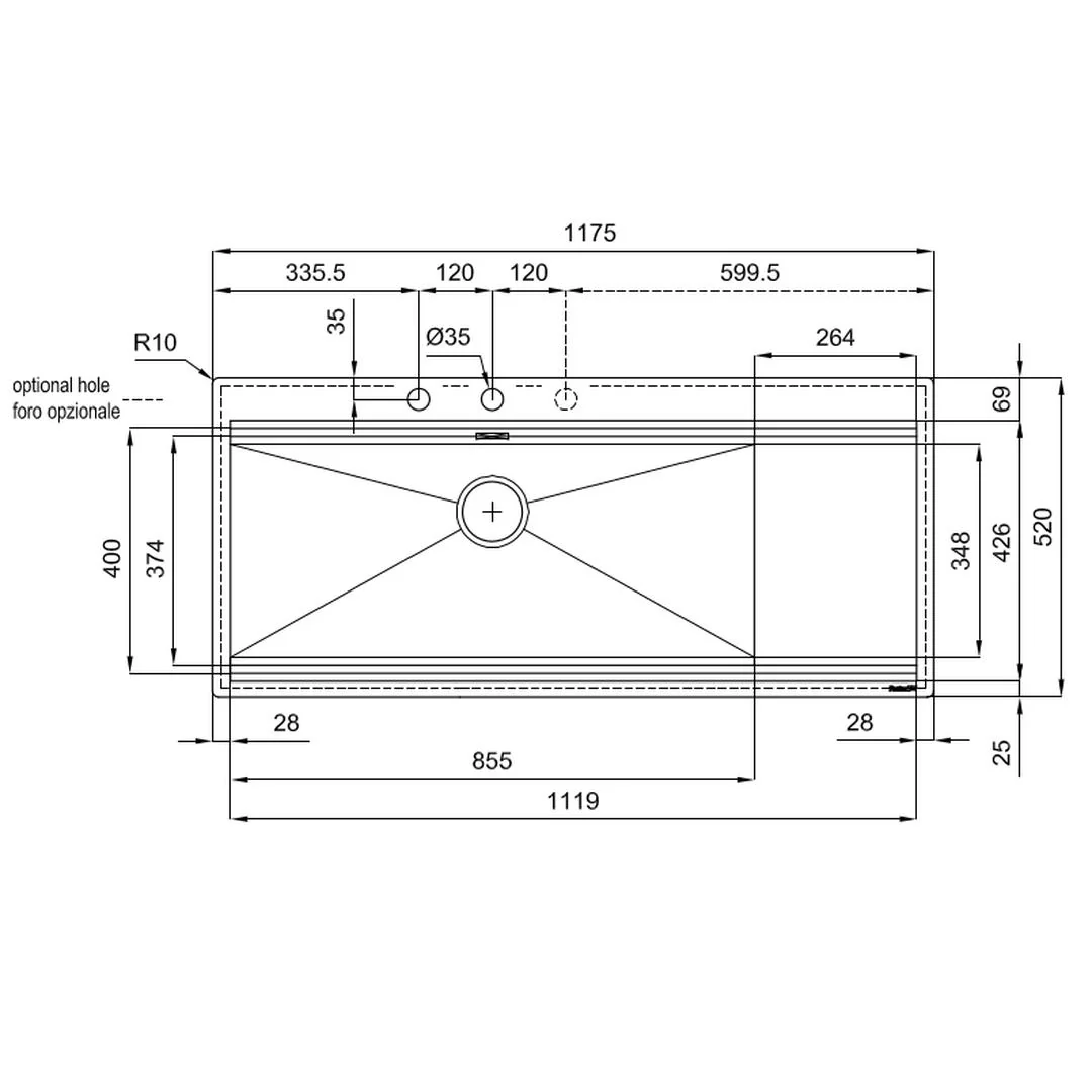 Linsol Foster Milanello Work Station 1175x520mm - Foster Brushed Stainless - Image 4