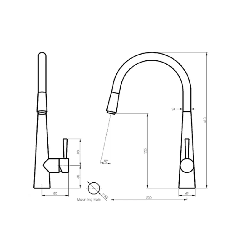 Greens Galiano Pull-Down Sink Mixer - Black Matte - Image 2