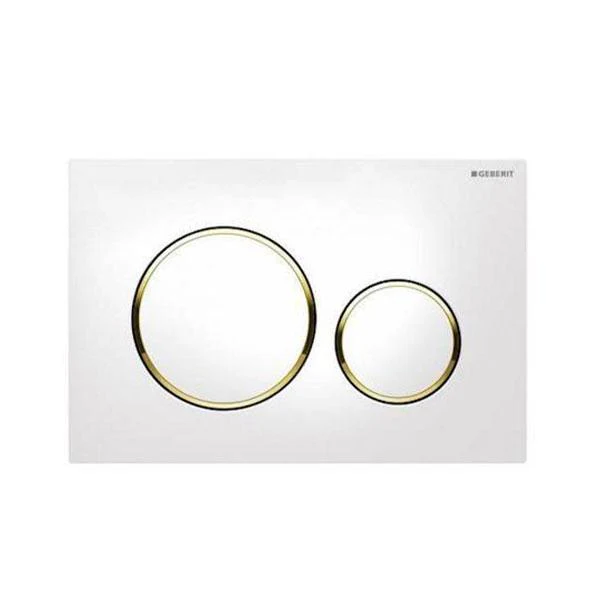 Geberit Sigma 20 White Dual Flush Plate - Gold Rings