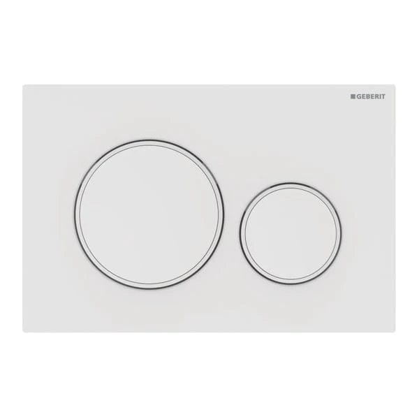 Geberit Sigma 20 White Matt Dual Flush Plate - White Gloss Rings