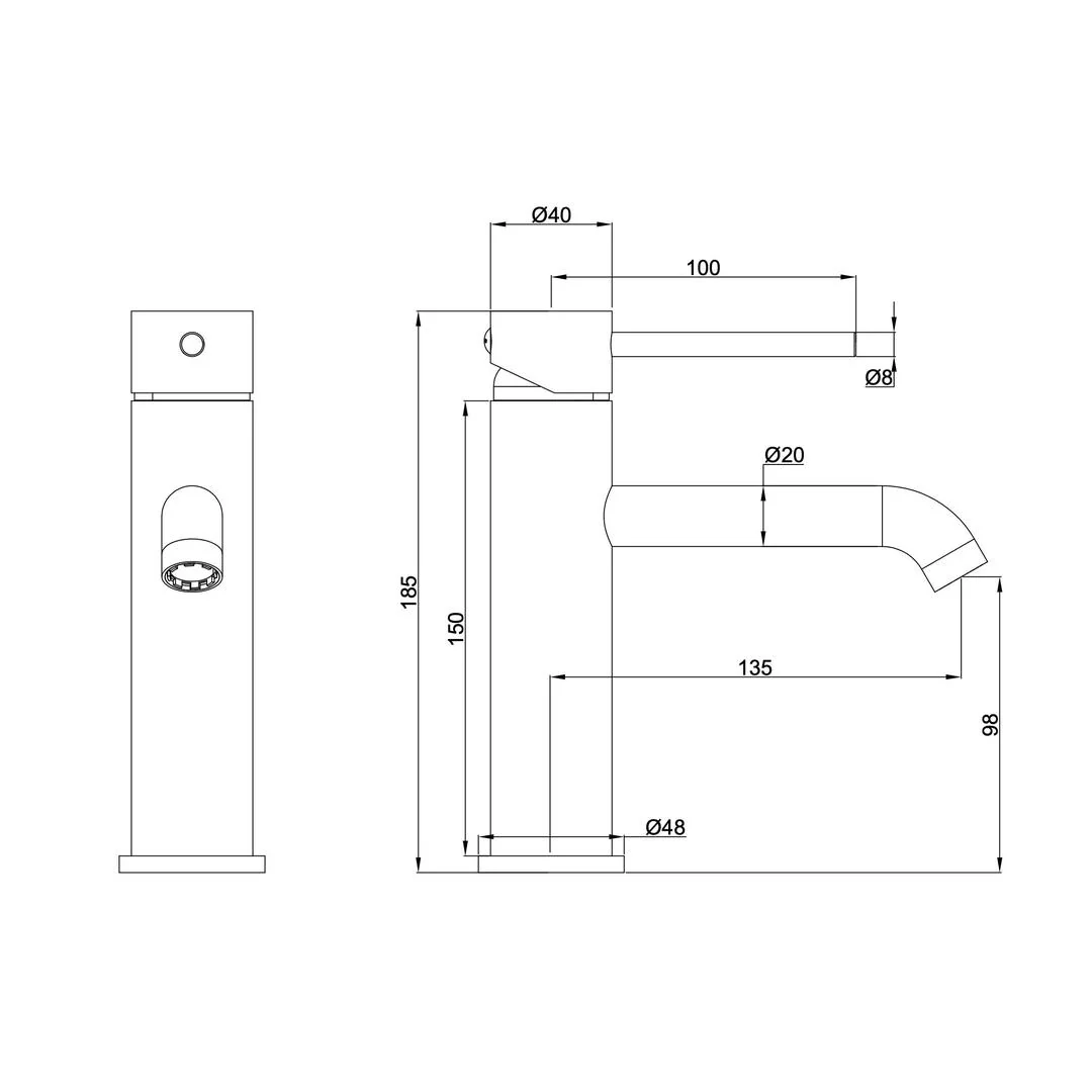 Linsol Gigi S2 Basin Mixer - Matte Black - Image 2