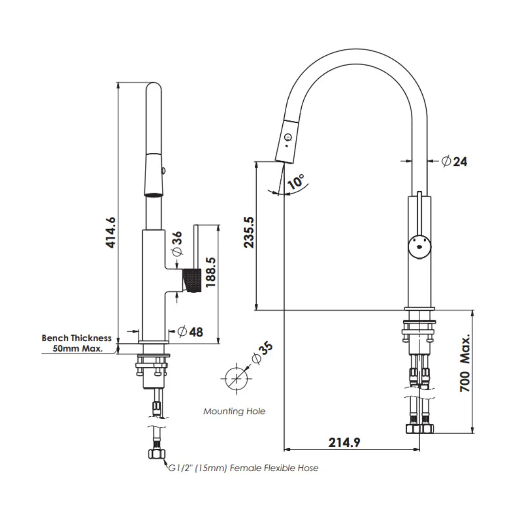 Green MIKA Pull Down Sink Mixer - Image 2
