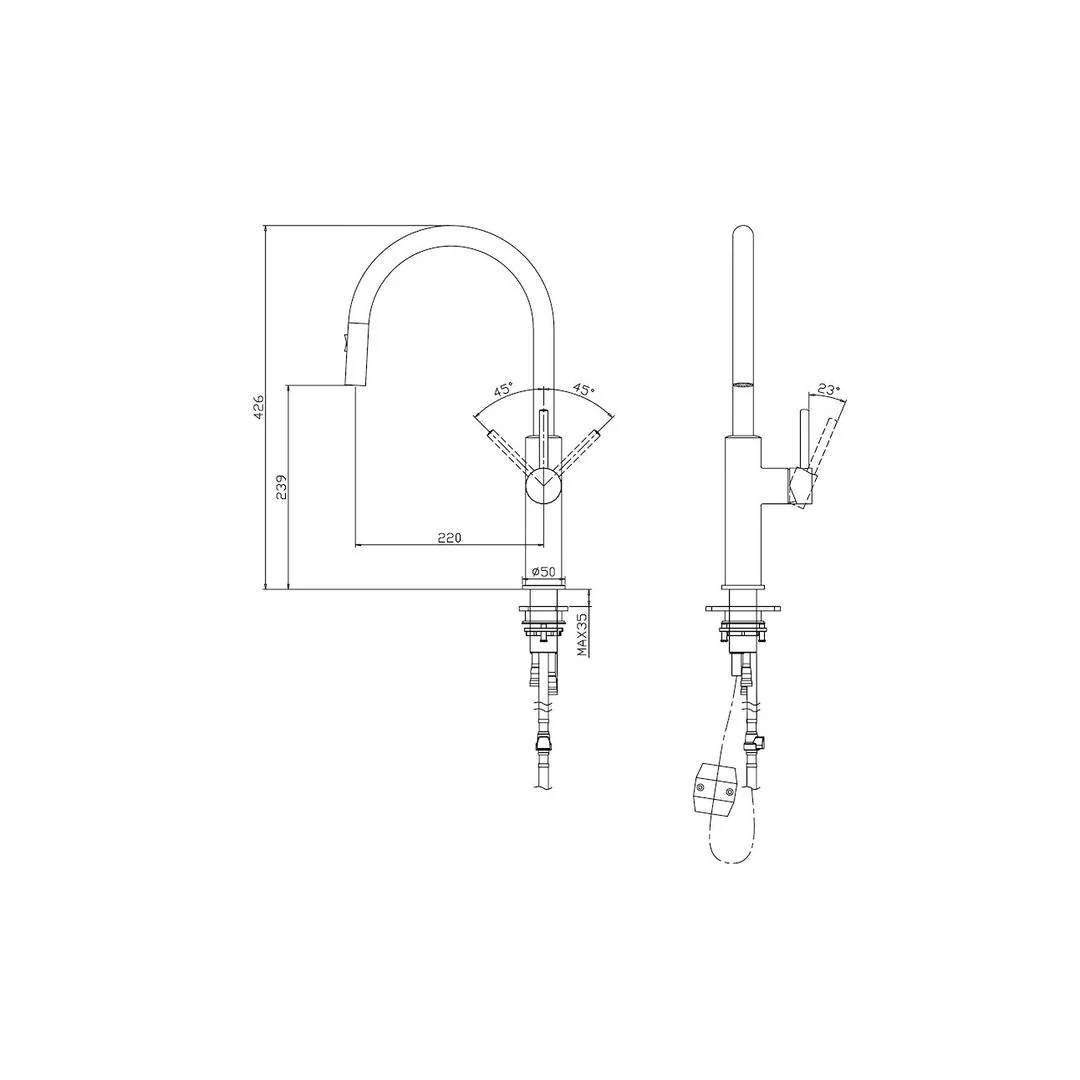 Linsol Halo Pull Out Sink Mixer - Gunmetal - Image 2