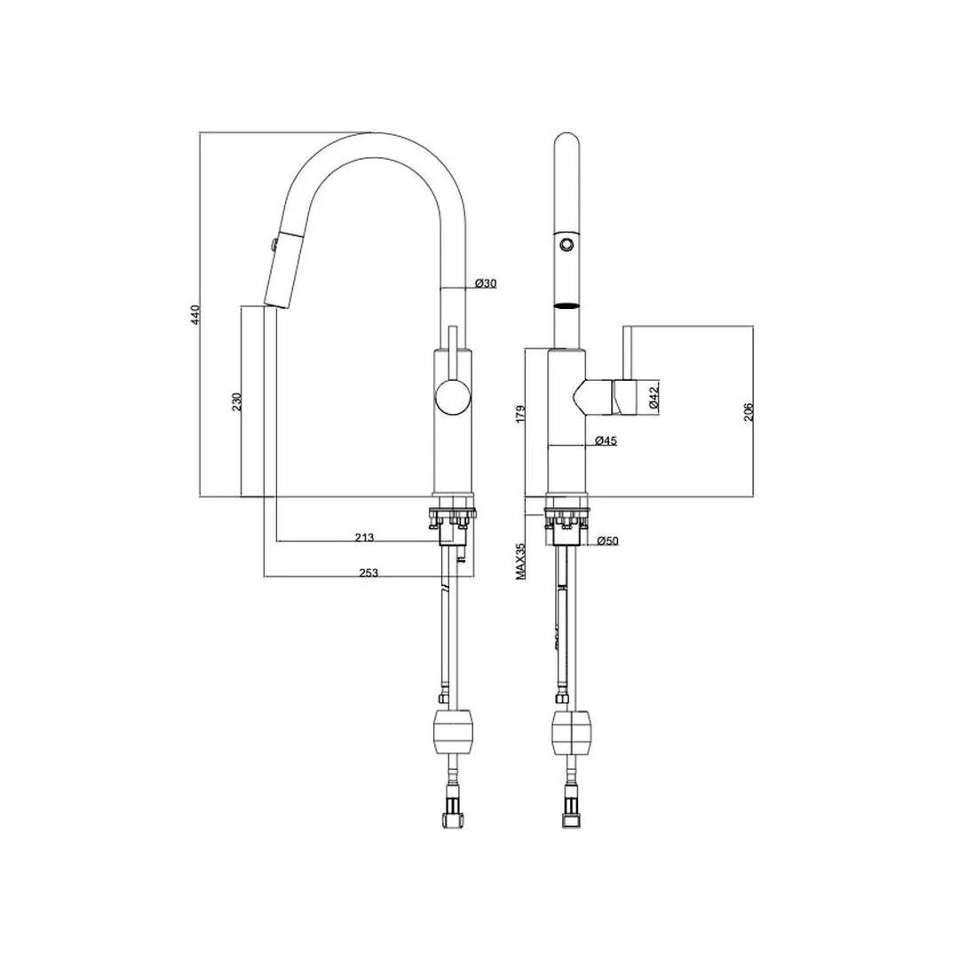 Linsol Halo S2 Pull Out Sink Mixer - Gunmetal - Image 2