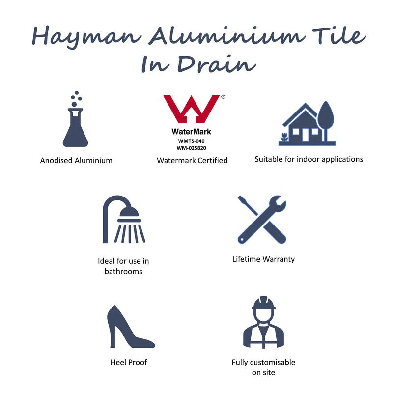Hayman Aluminium 21mm Tile Insert Shower Grate Drain Kit - Brushed Gold - Image 5
