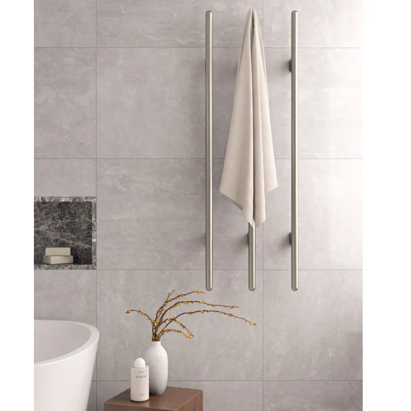 Meir Heated Vertical Towel Rail - PVD Brushed Nickel - Image 4
