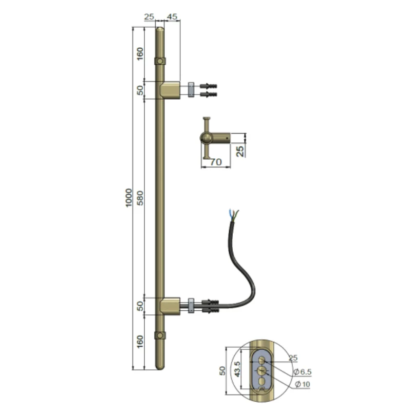 Meir Heated Vertical Towel Rail - PVD Tiger Bronze - Image 4