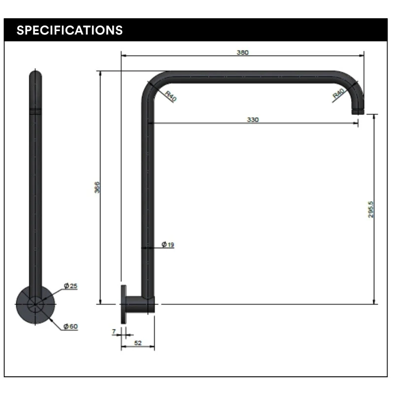 Meir High Rise Shower Arm - Champagne - Image 4
