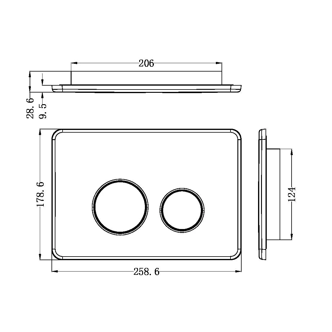 Nero In Wall Toilet Push Plate - Gun Metal - Image 3