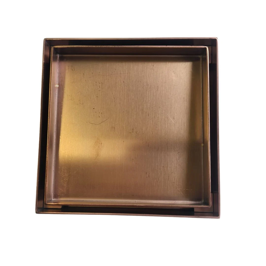 Kano Square Tile Insert Floor Waste - Brushed Copper - Image 3