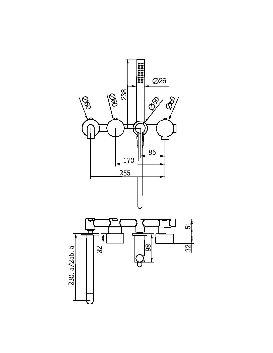 Nero Kara Progressive Shower System Separate Plate With Spout (Trim Kit Only) - Brushed Bronze - Image 2