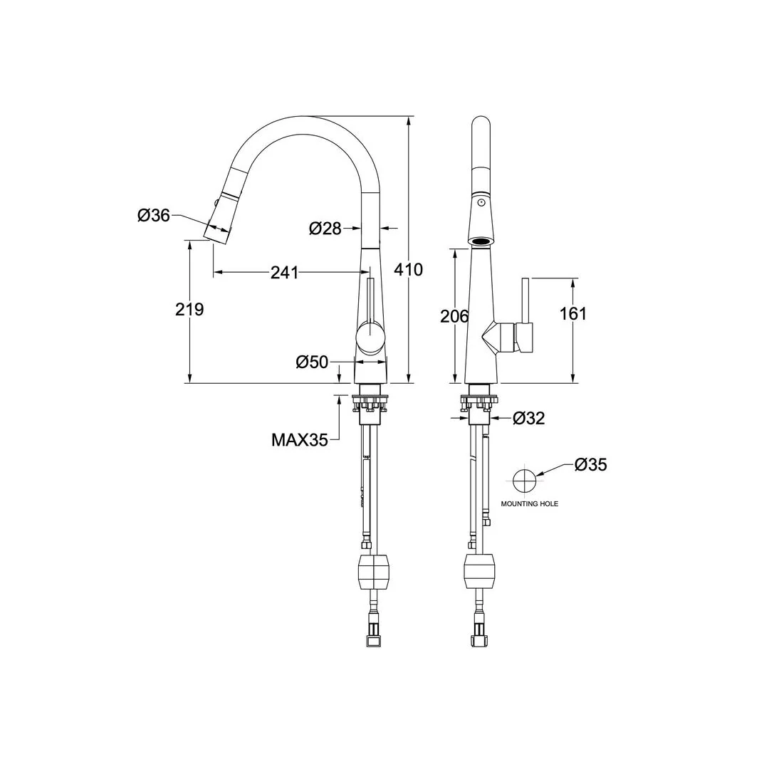 Linsol Kashi Pull Out Sink Mixer - Gunmetal - Image 2