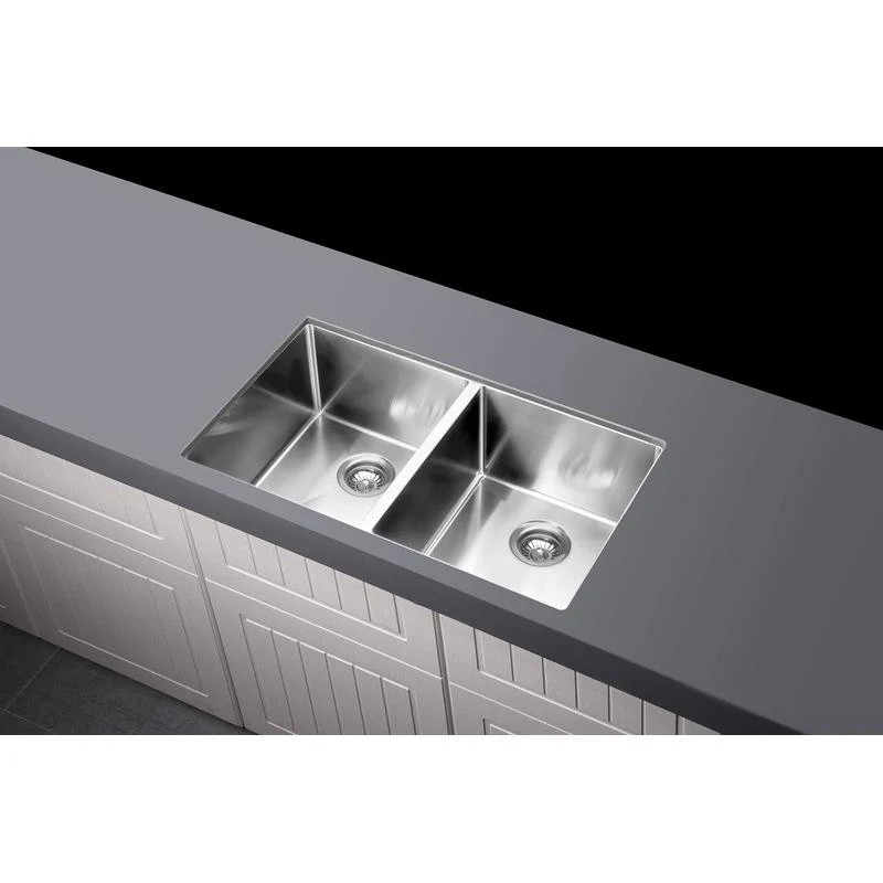 Meir Lavello Kitchen Sink Double Bowl 760 x 440 - PVD Brushed Nickel - Image 2