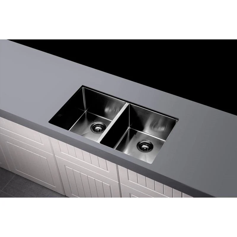 Meir Lavello Kitchen Sink Double Bowl 860 x 440 - PVD Gun Metal Black - Image 2