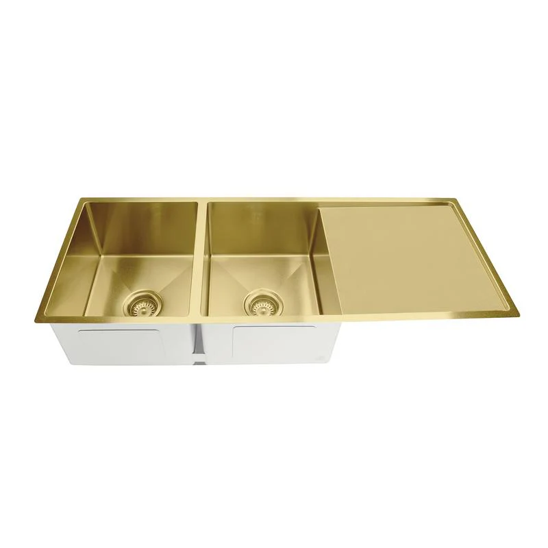 Meir Lavello Kitchen Sink Double Bowl & Drainboard 1160 x 440 - Brushed Bronze Gold - Image 3