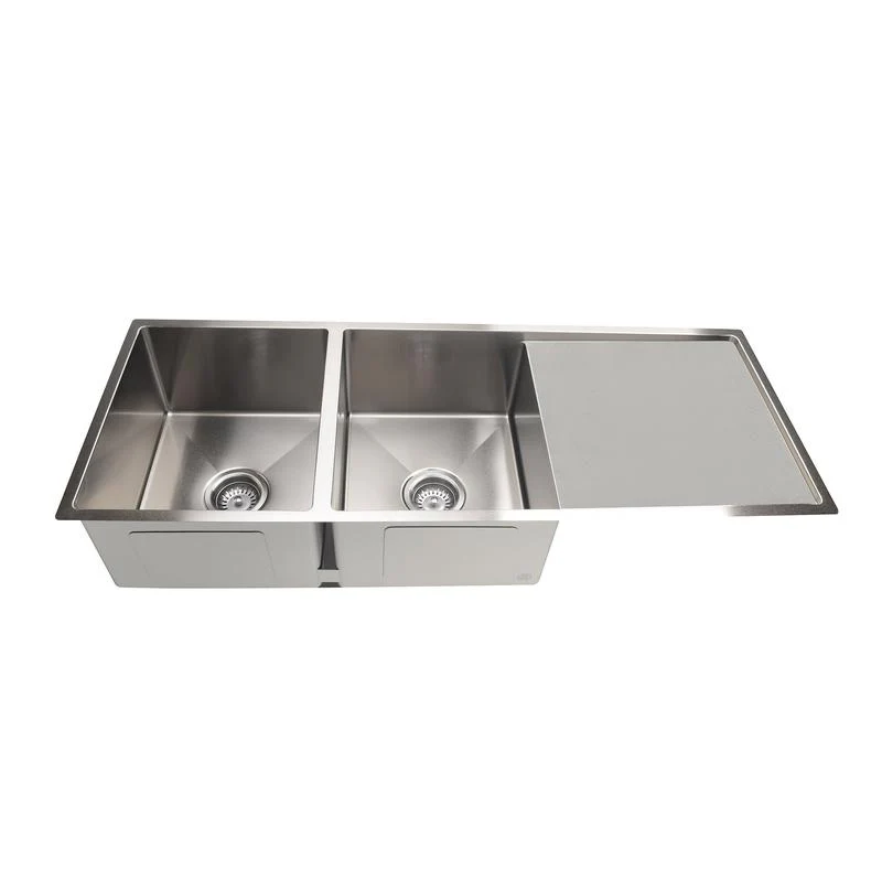 Meir Lavello Kitchen Sink Double Bowl & Drainboard 1160 x 440 - PVD Brushed Nickel - Image 3