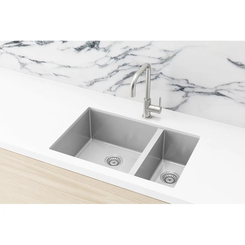Meir Lavello Kitchen Sink - One & Half Bowl 670 x 440 - PVD Brushed Nickel