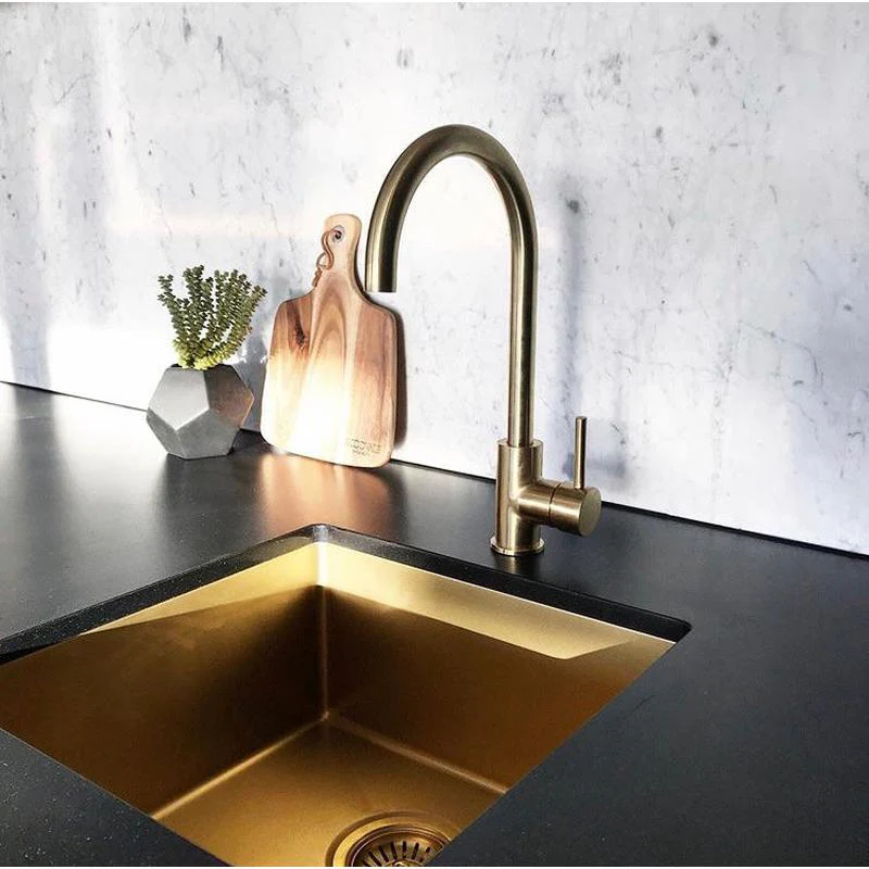 Meir Lavello Kitchen Sink Single Bowl 450 x 450 - PVD Brushed Bronze Gold - Image 5