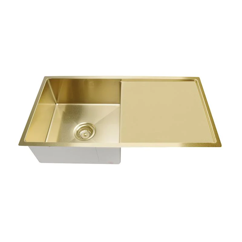 Meir Lavello Kitchen Sink Single Bowl & Drainboard 840 x 440 - Brushed Bronze Gold - Image 3