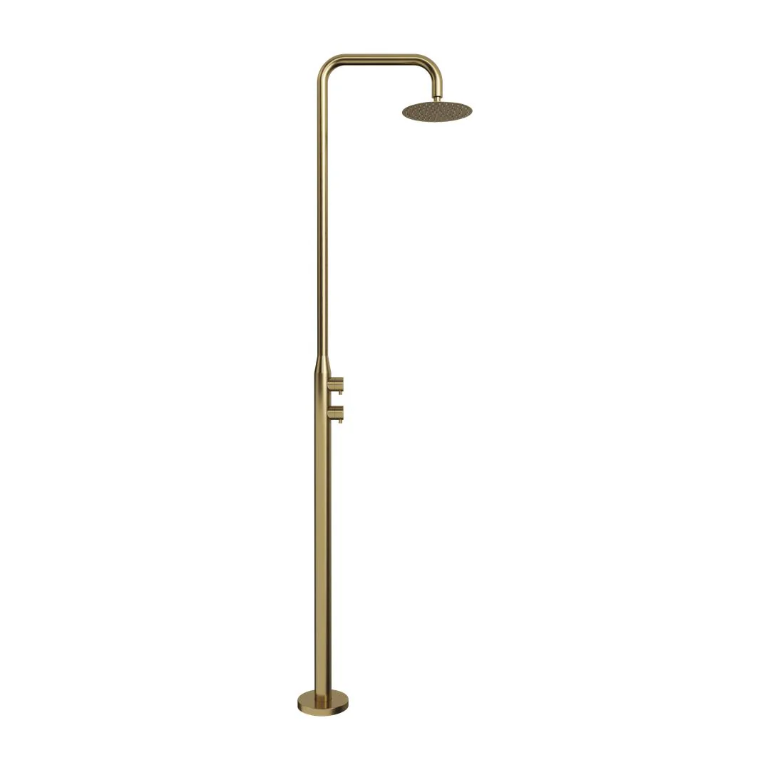 Linsol Lamezia Marine Grade Outdoor Shower - Brushed Brass - Image 3