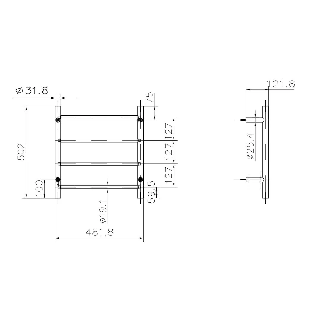 Linsol Allegra Heated Towel Rail 4 Bar - Chrome - Image 2